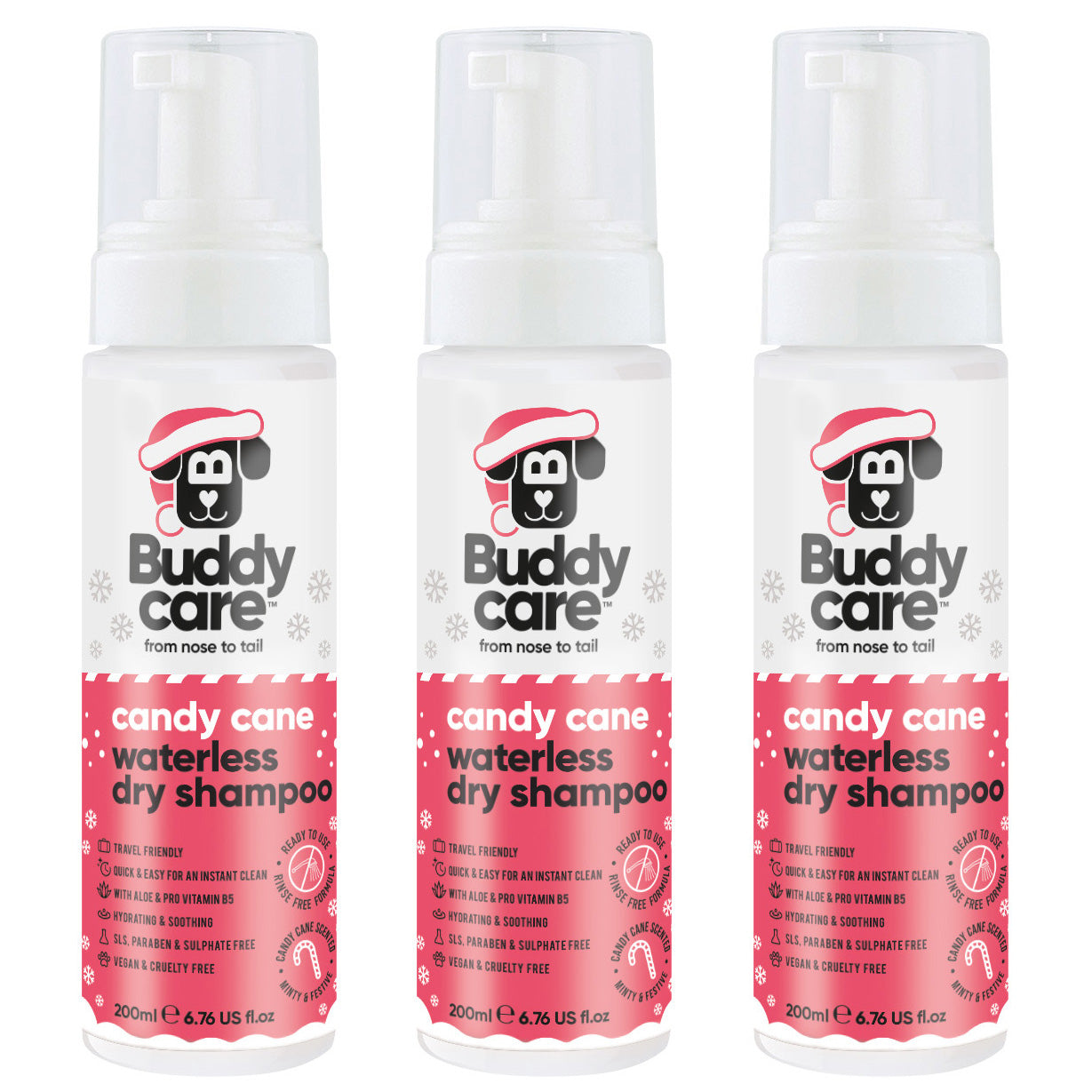 Candy Cane Waterless Dry Dog Shampoo