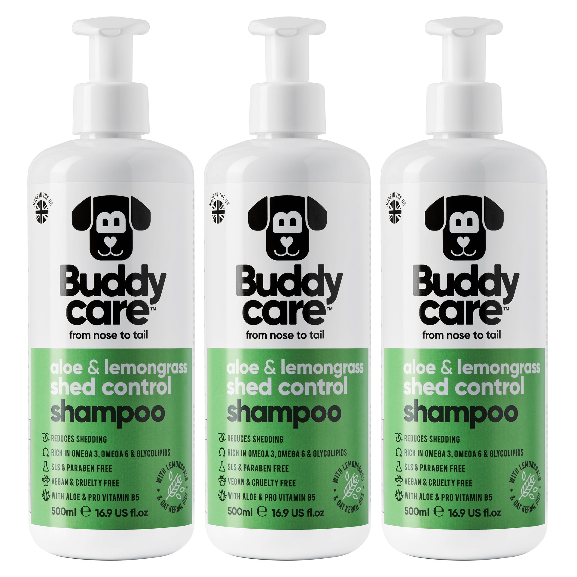 Shed Control Aloe Lemongrass Dog Shampoo 500ml x3