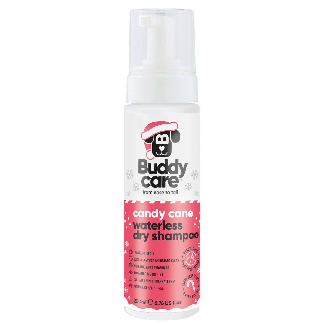 Candy Cane Waterless Dry Dog Shampoo