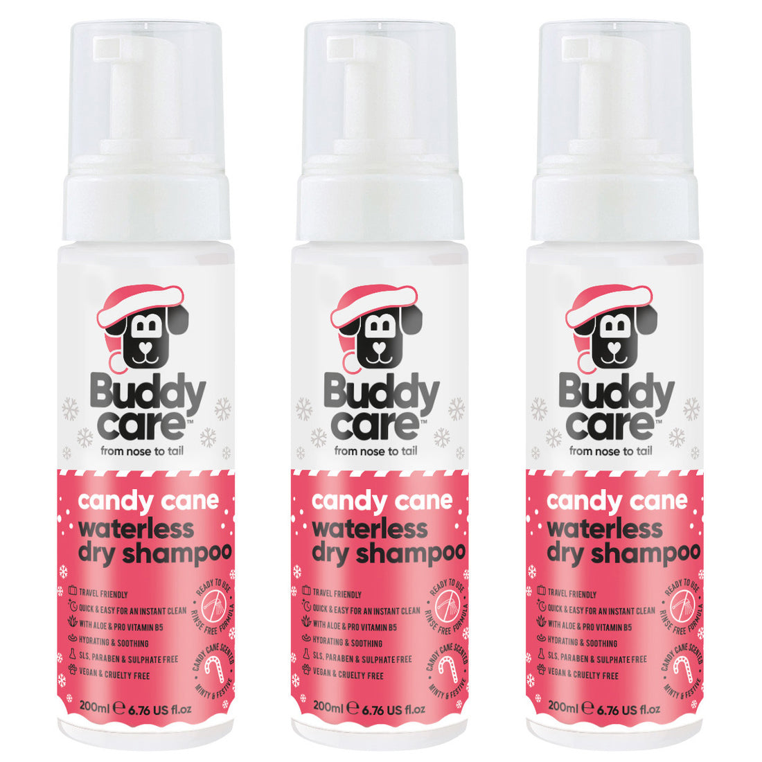 Candy Cane Waterless Dry Dog Shampoo
