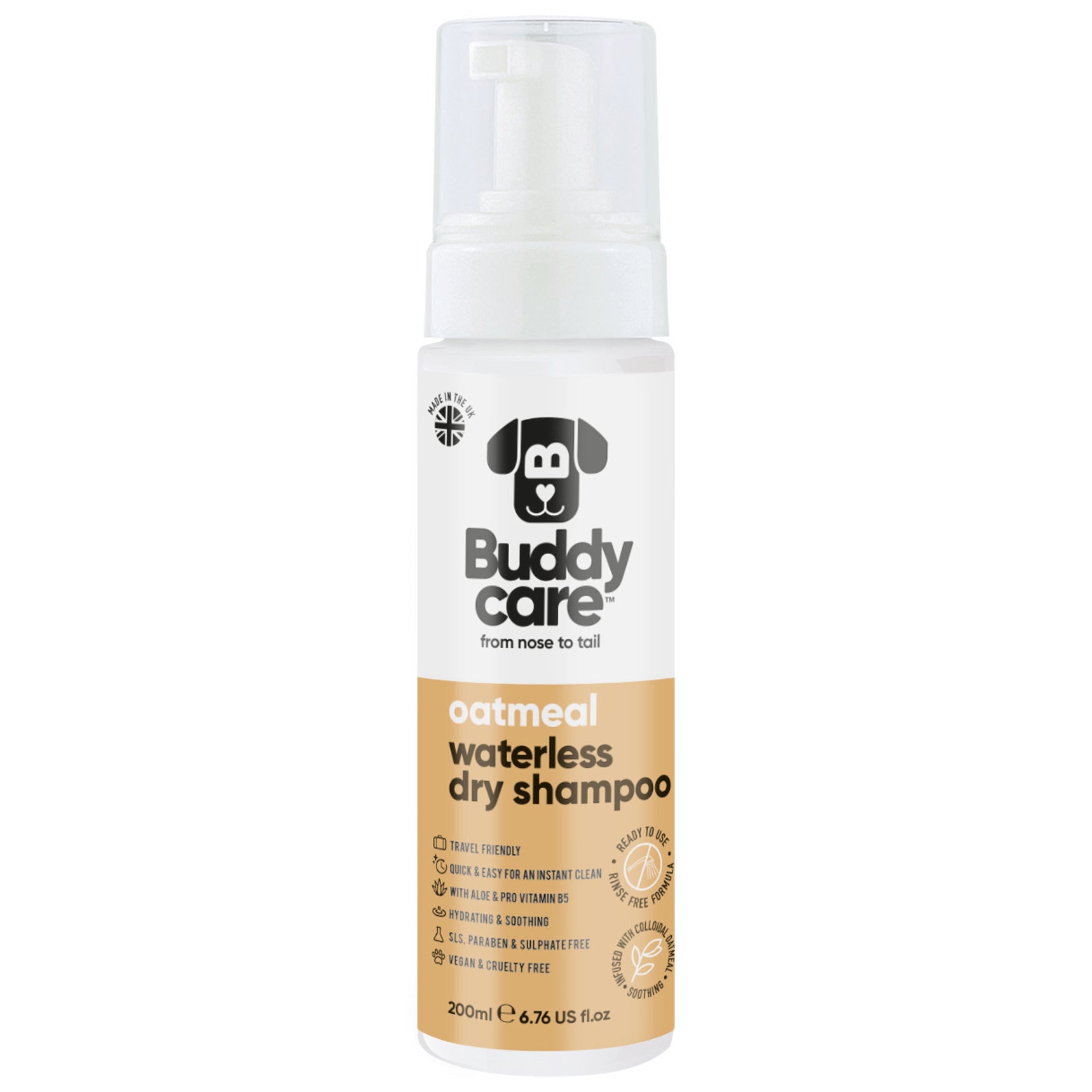 Oatmeal Waterless Dry Dog Shampoo by Buddycare