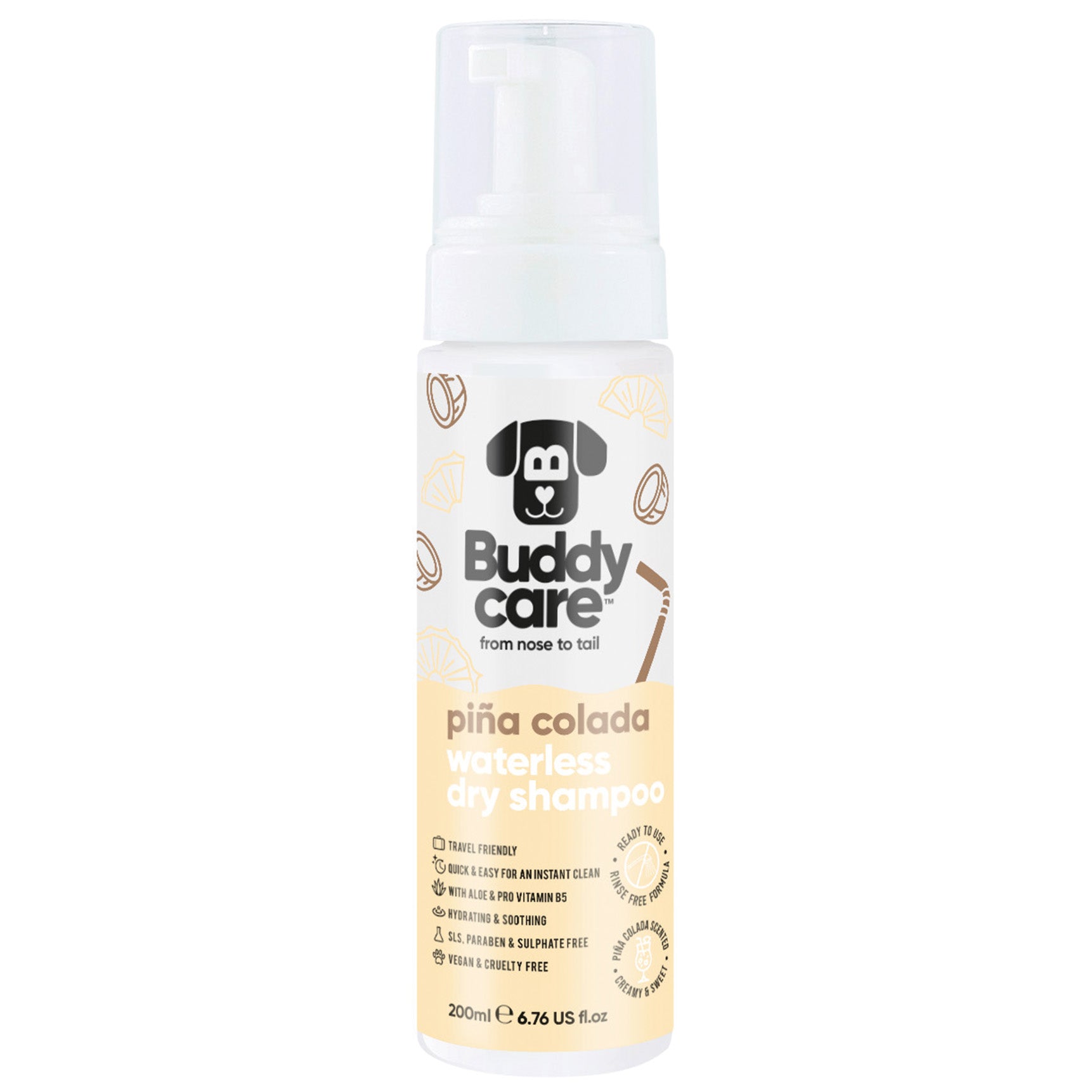 Pina Colada Waterless Dry Dog Shampoo by Buddycare