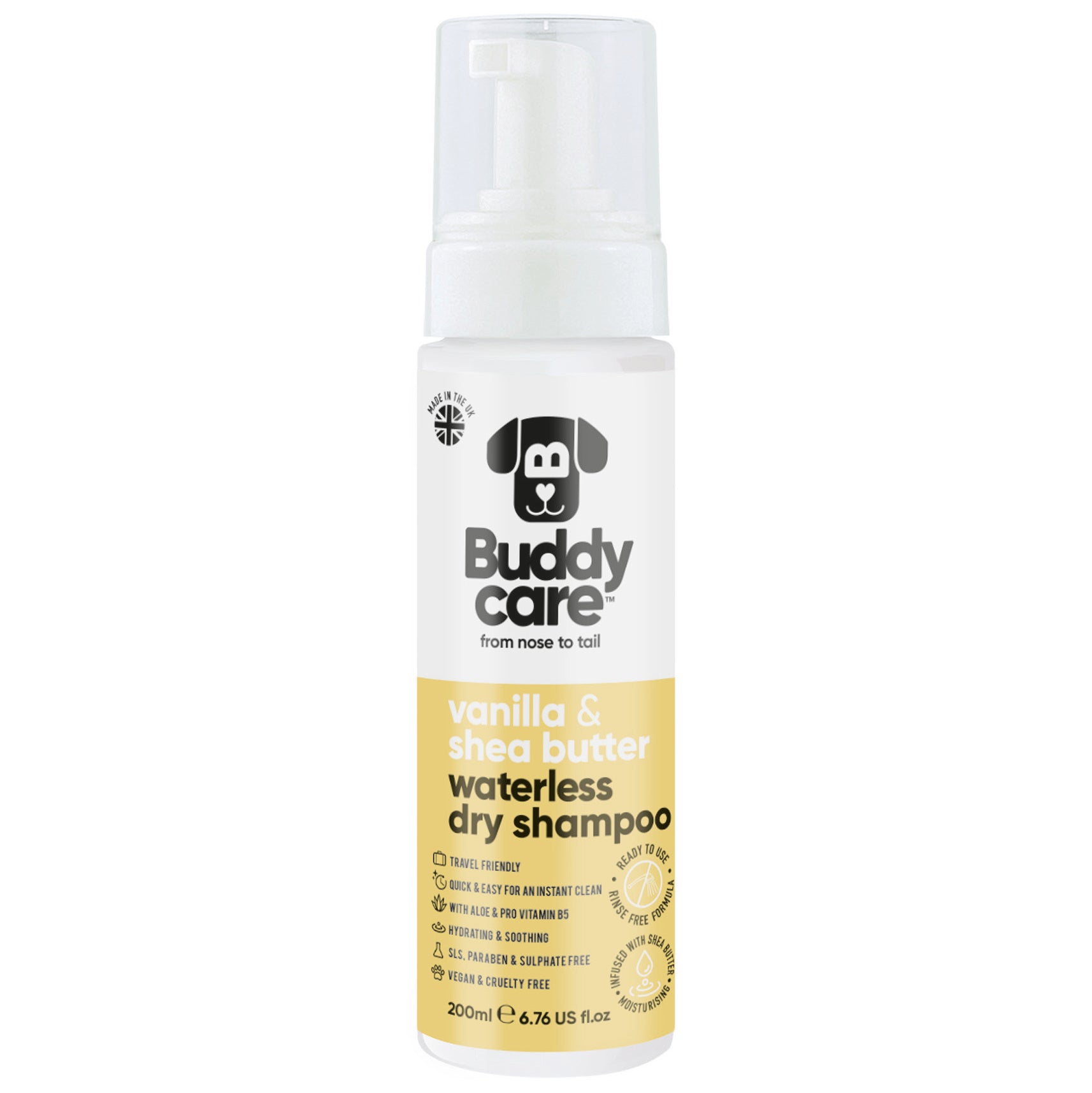 Vanilla & Shea Butter Waterless Dry Dog Shampoo by Buddycare