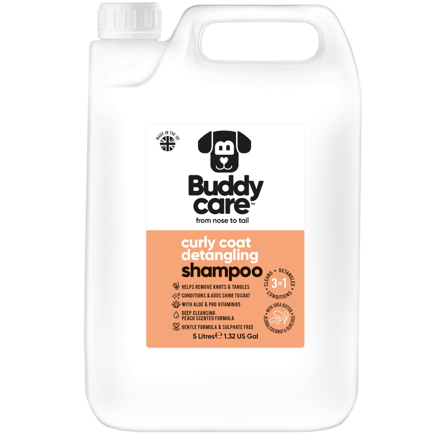 Curly Coat Detangling 3in1 Peach Dog Shampoo