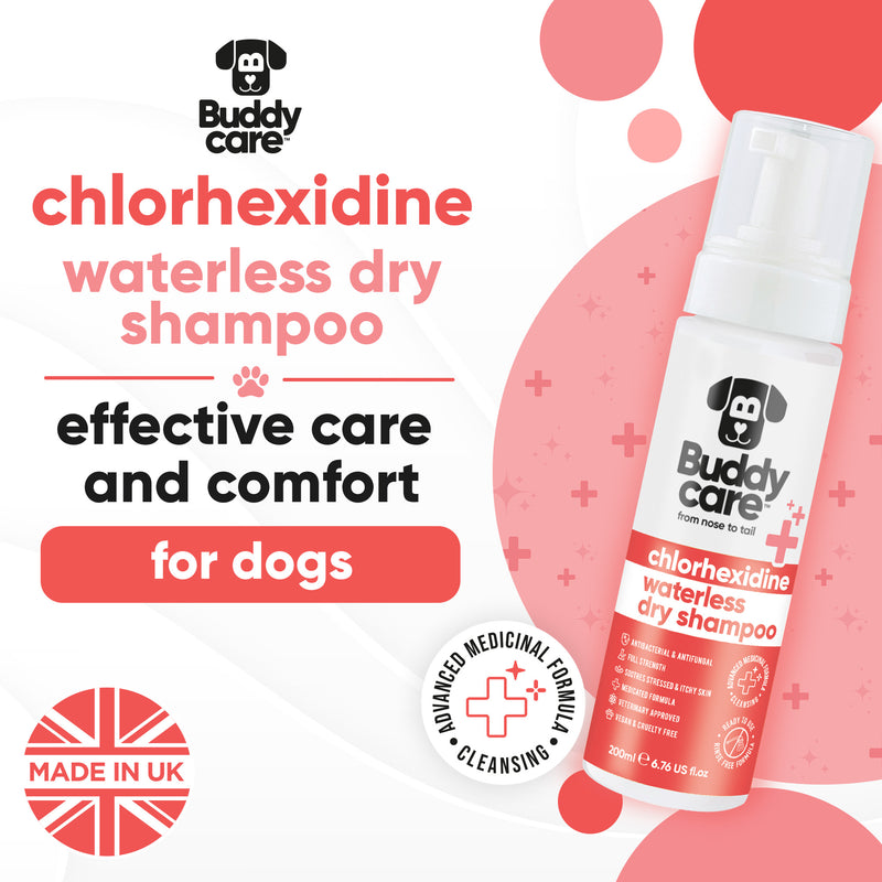 Pet Antiseptic Chlorhexidine Medicated Waterless Dry Dog Shampoo