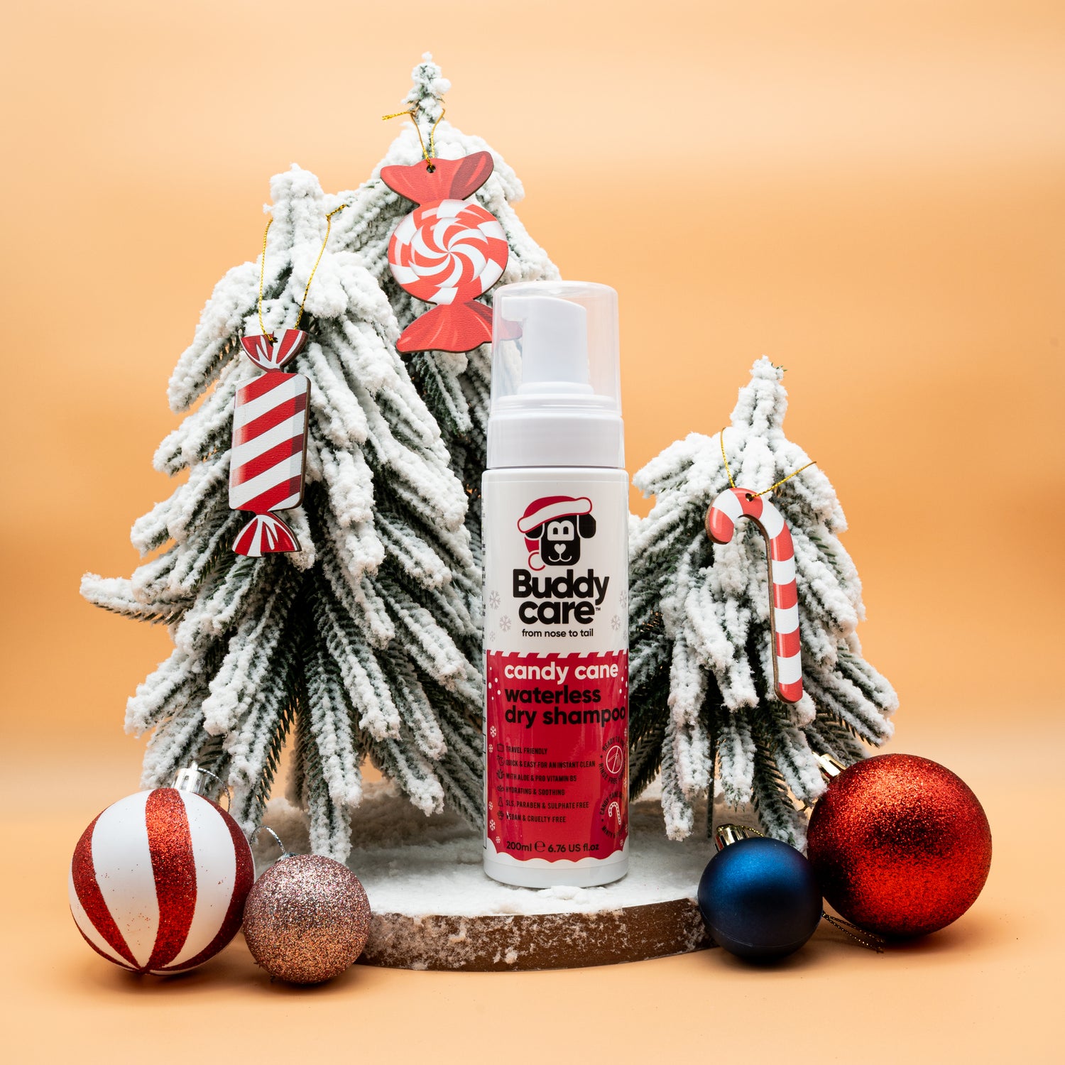 Candy Cane Waterless Dry Dog Shampoo