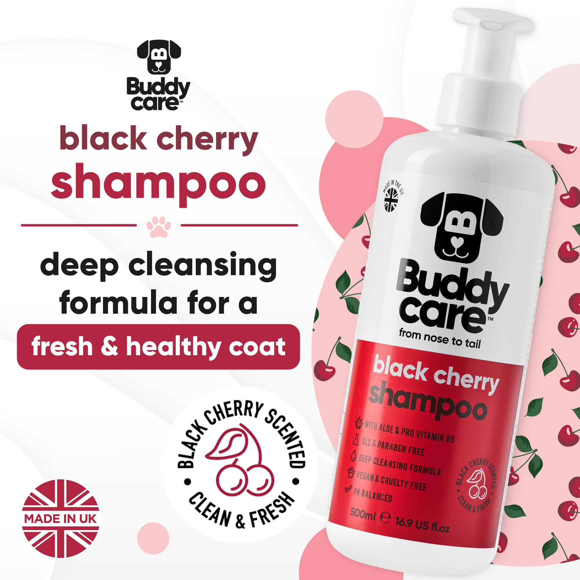 Black Cherry Dog Shampoo by Buddycare