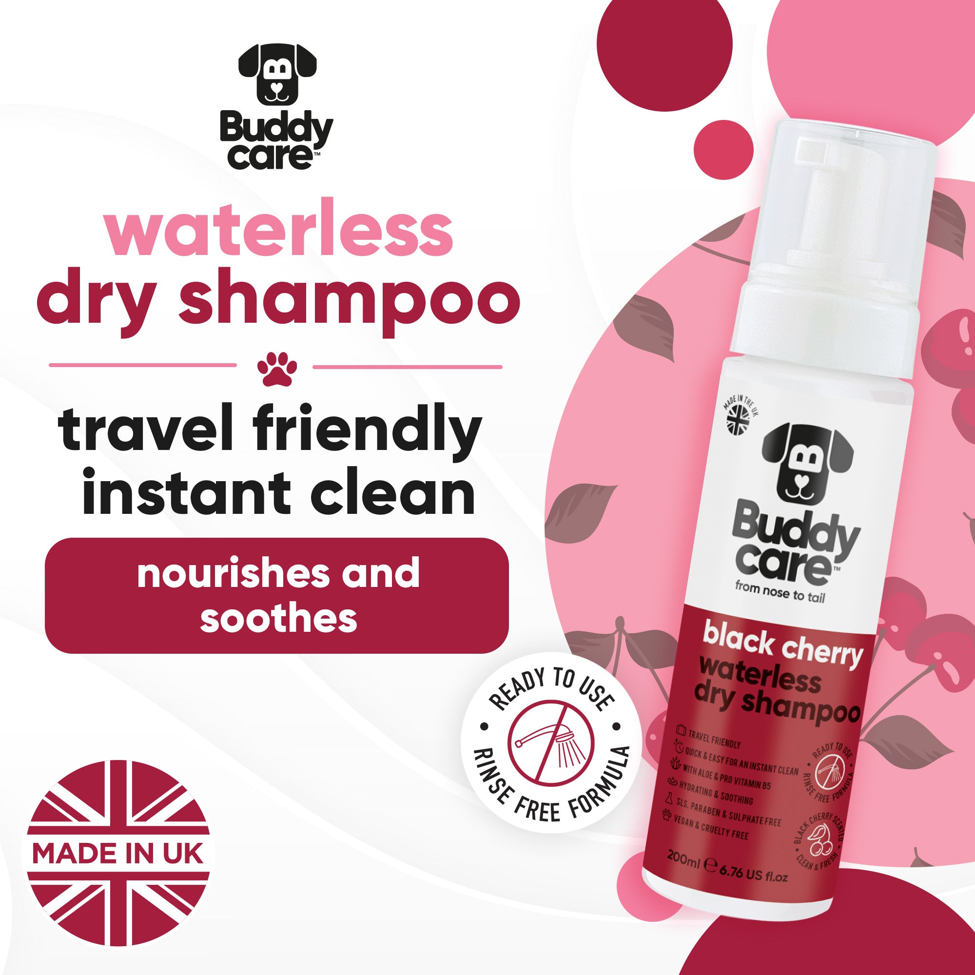 Black Cherry Waterless Dry Dog Shampoo