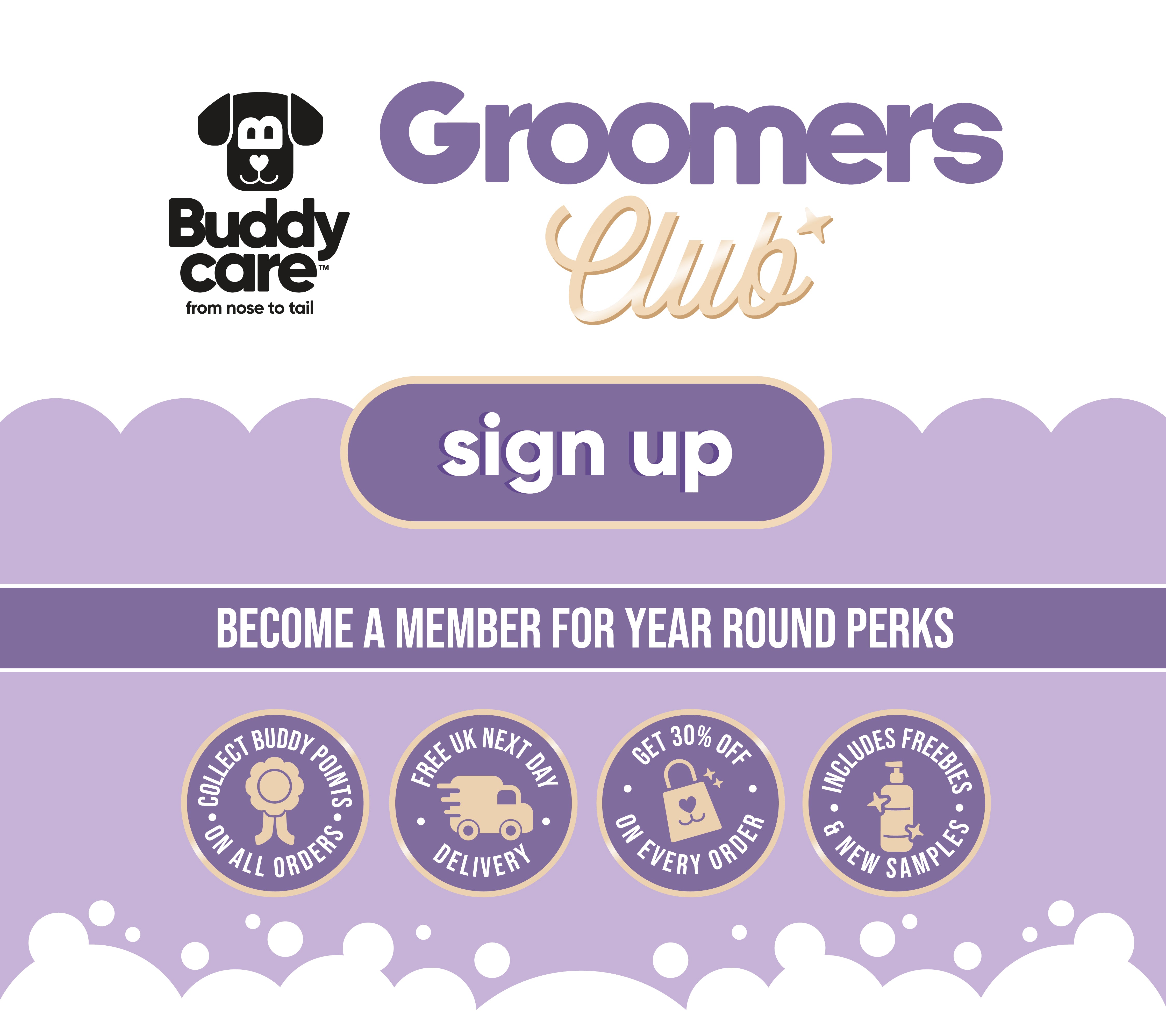Buddycare Groomers Club - 30% off, free next day delivery, freebies and samples